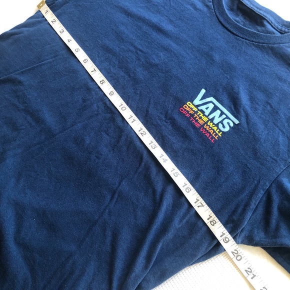 Vans Of The Wall Men’s Size M Blue T-Shirt Short Sleeves Logo Print Casual Tee - Picture 6 of 12